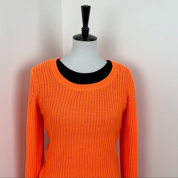 Rue21 | Y2K Neon Orange Long Tunic Knit Sweater - Picture 4 of 5